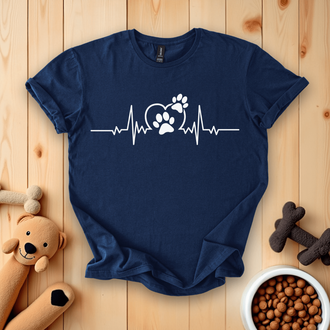 Navy / S Dog Paw Heartbeat T-Shirt