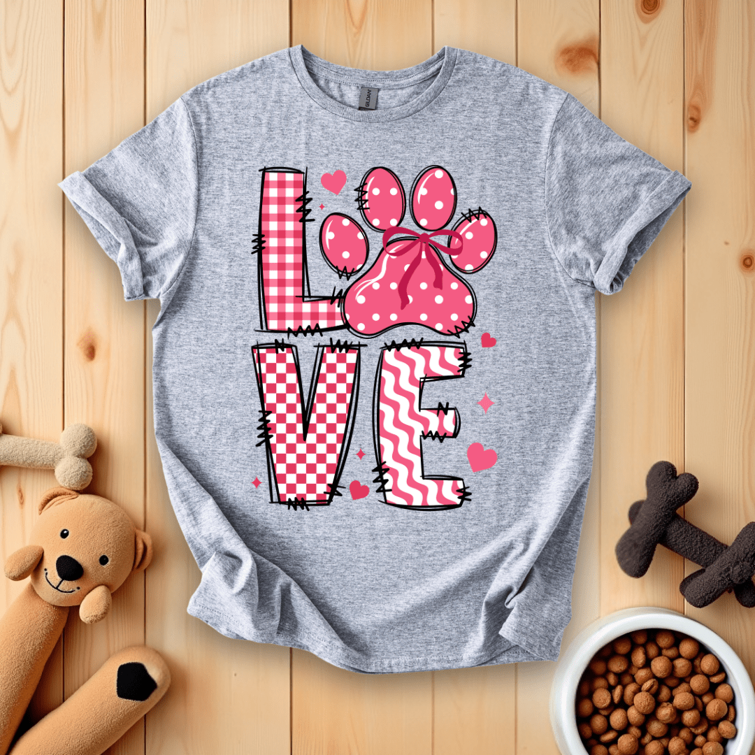 Sport Grey / S Dog Paw Love T-Shirt