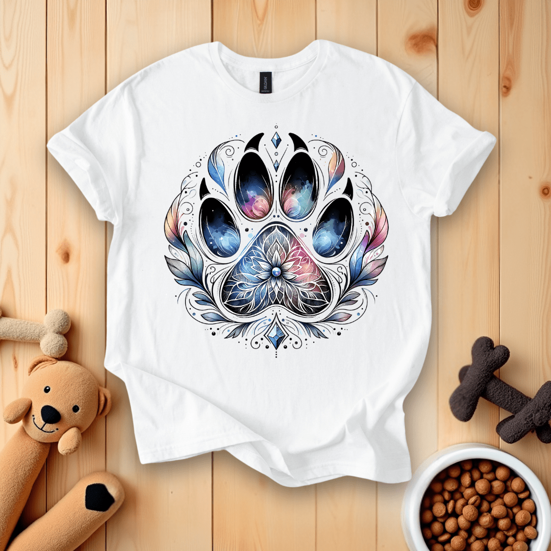 White / S Dog Paw T-Shirt