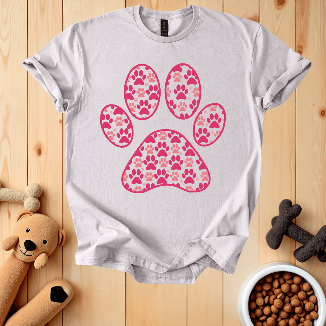 Ice Grey / S Dog Paw Valentines Day T-Shirt