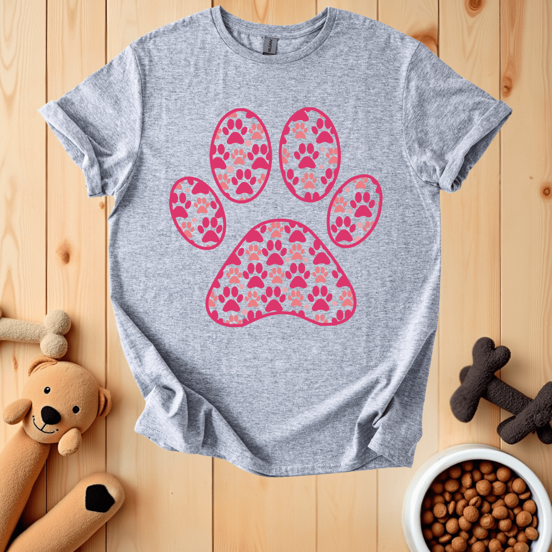 Sport Grey / S Dog Paw Valentines Day T-Shirt
