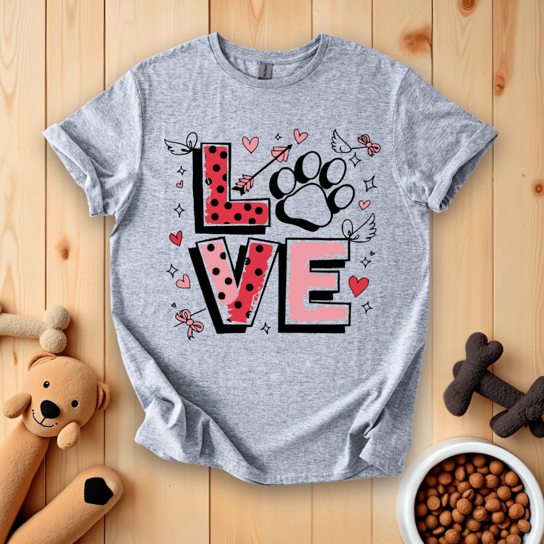 Sport Grey / S Dog Paw Valetines Day T-Shirt