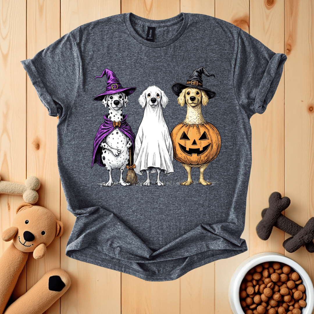 Dark Heather / S Dogs Halloween T-Shirt