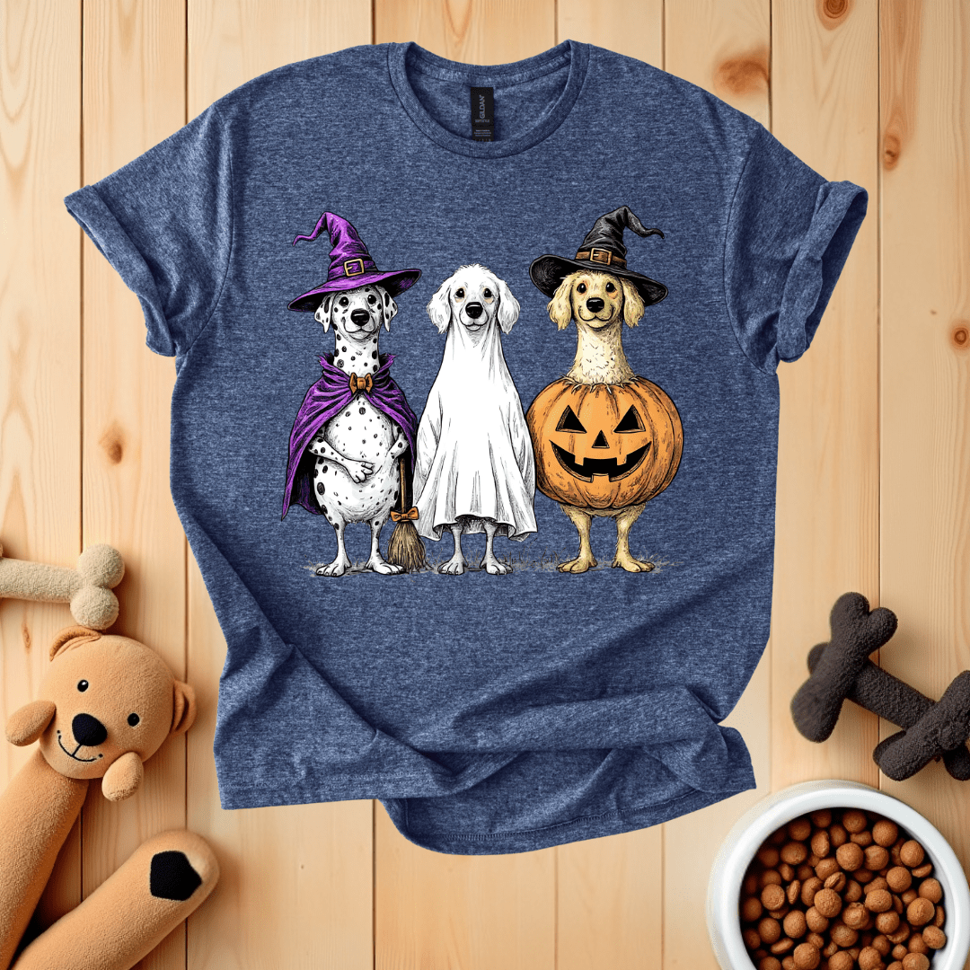 Heather Navy / S Dogs Halloween T-Shirt