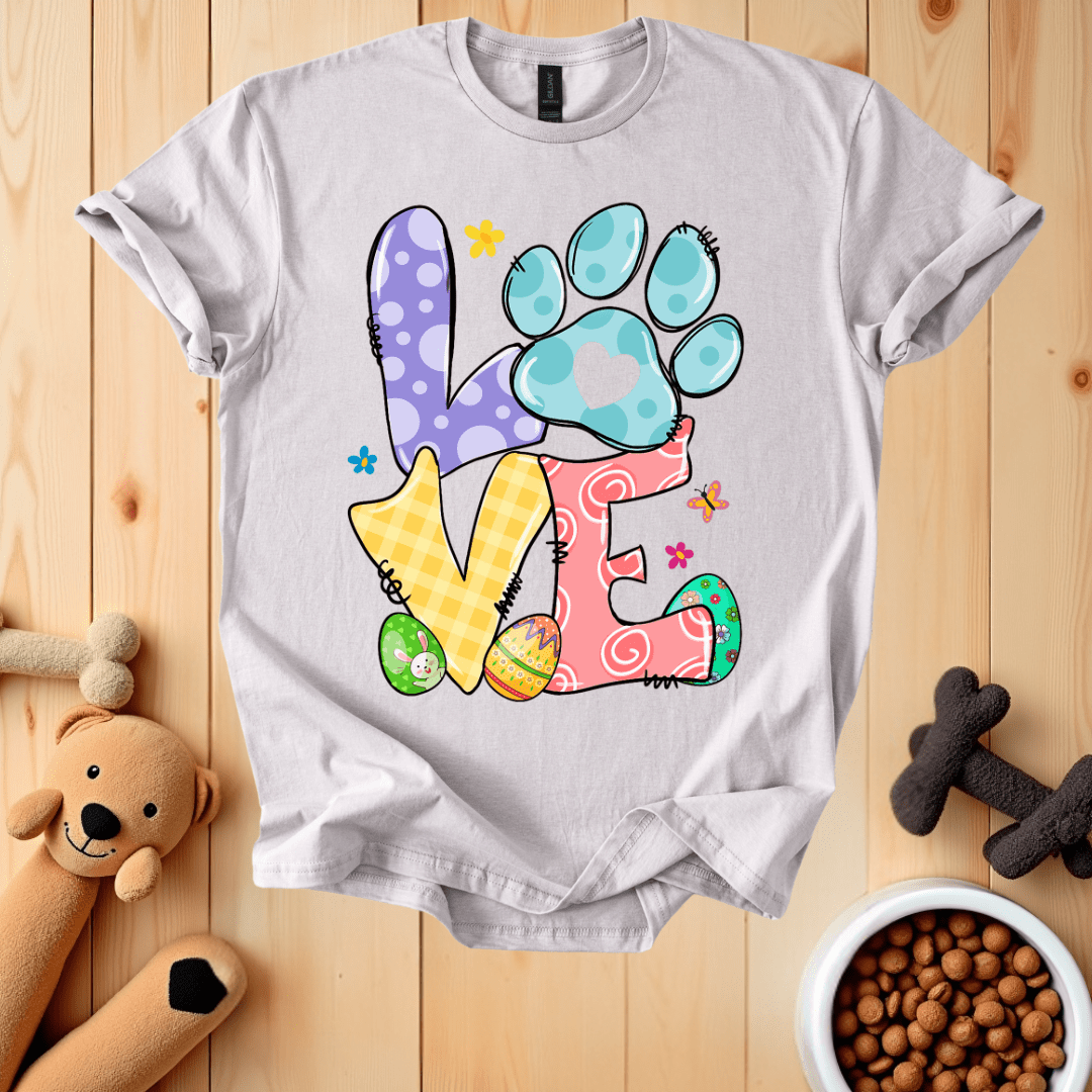 Ice Grey / S Easter Dog Paw Love T-Shirt