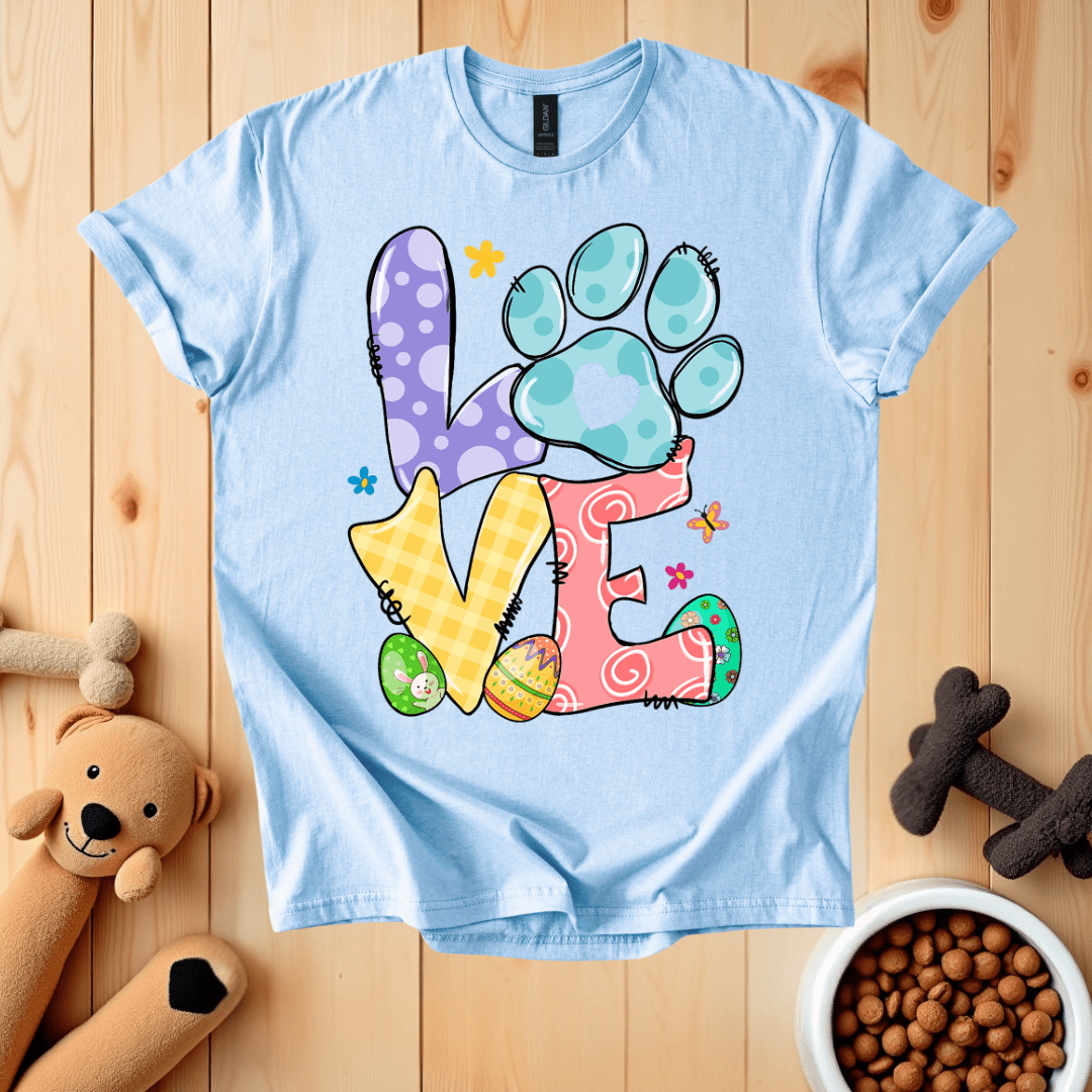 Light Blue / S Easter Dog Paw Love T-Shirt