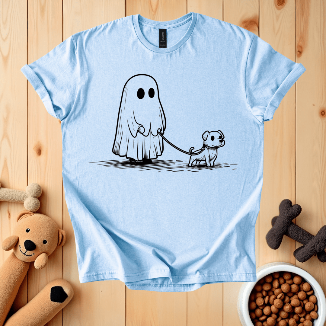 Light Blue / S Ghost Walking Dog T-Shirt