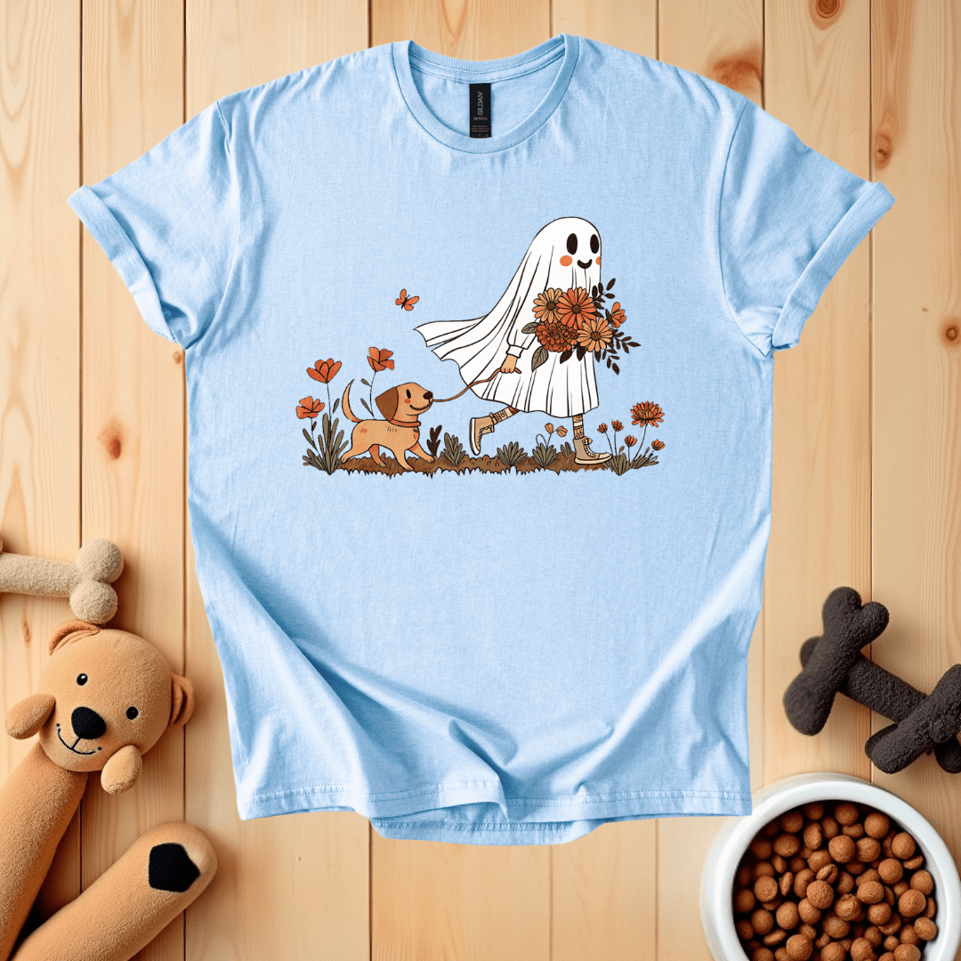 Light Blue / S Ghost Walking Dog T-Shirt