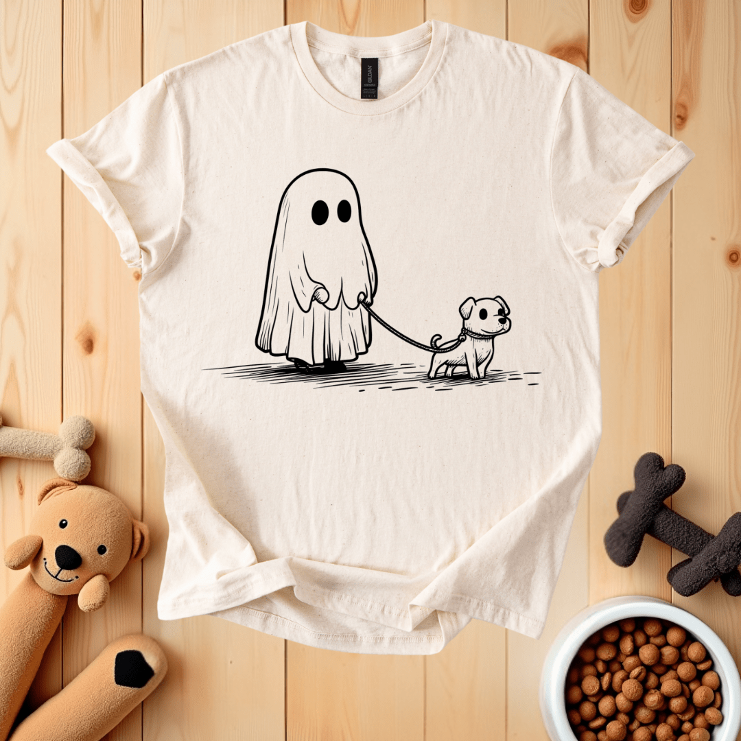 Natural / S Ghost Walking Dog T-Shirt