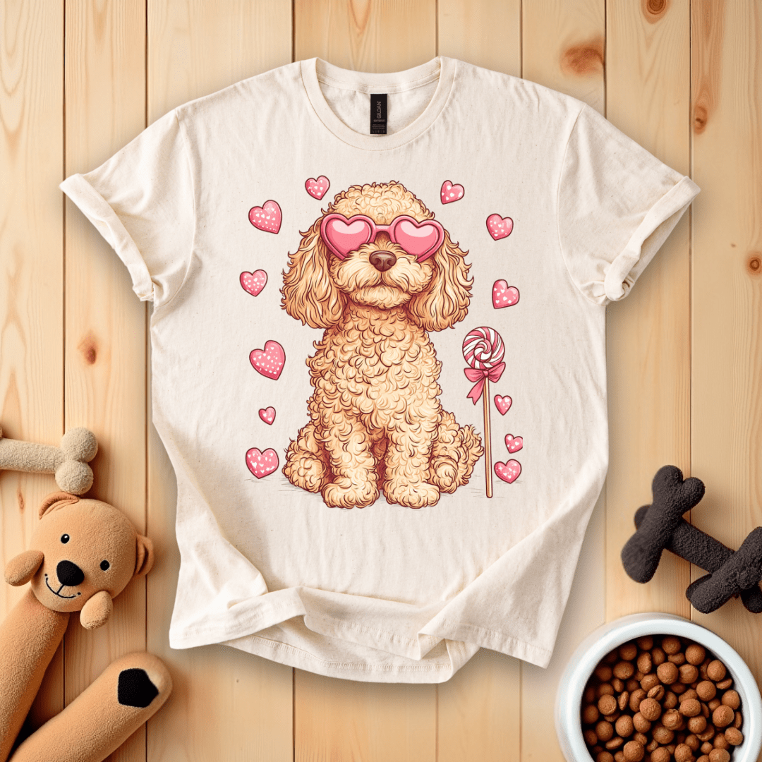 Natural / S Golden Doodle Valentine's Day T-Shirt