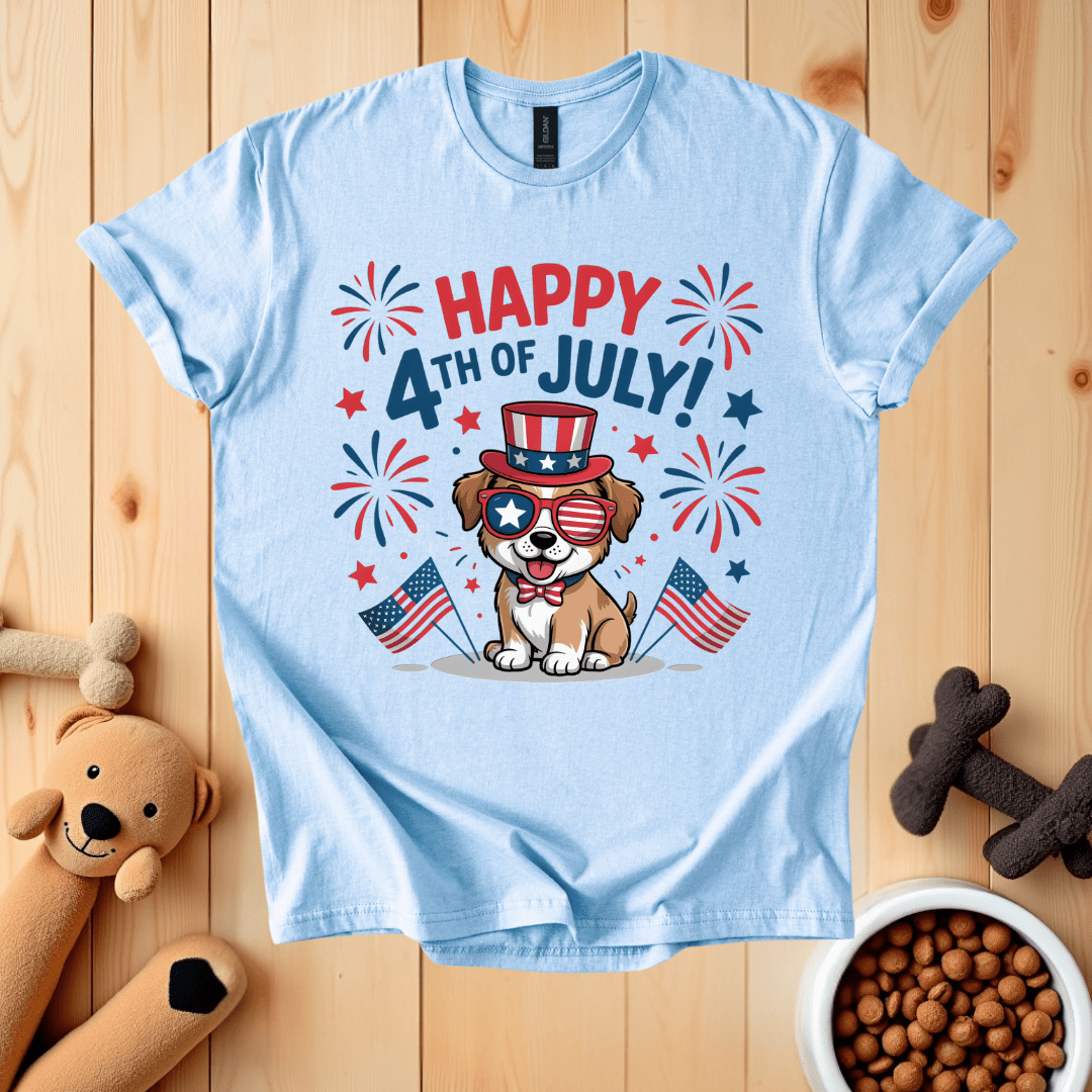 Light Blue / S Happy 4Th Of July T-Shirt