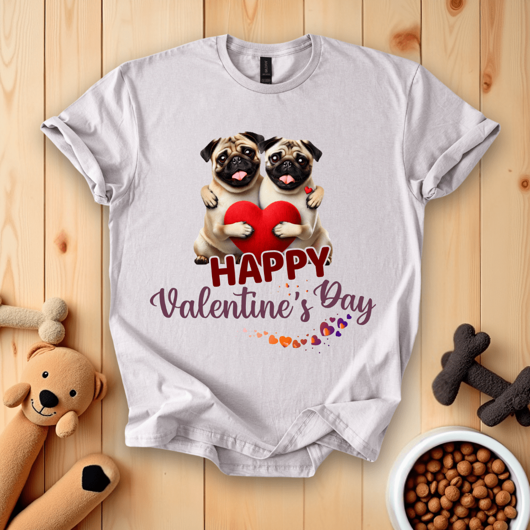 Ice Grey / S Happy Valentine's Day Pugs T-Shirt