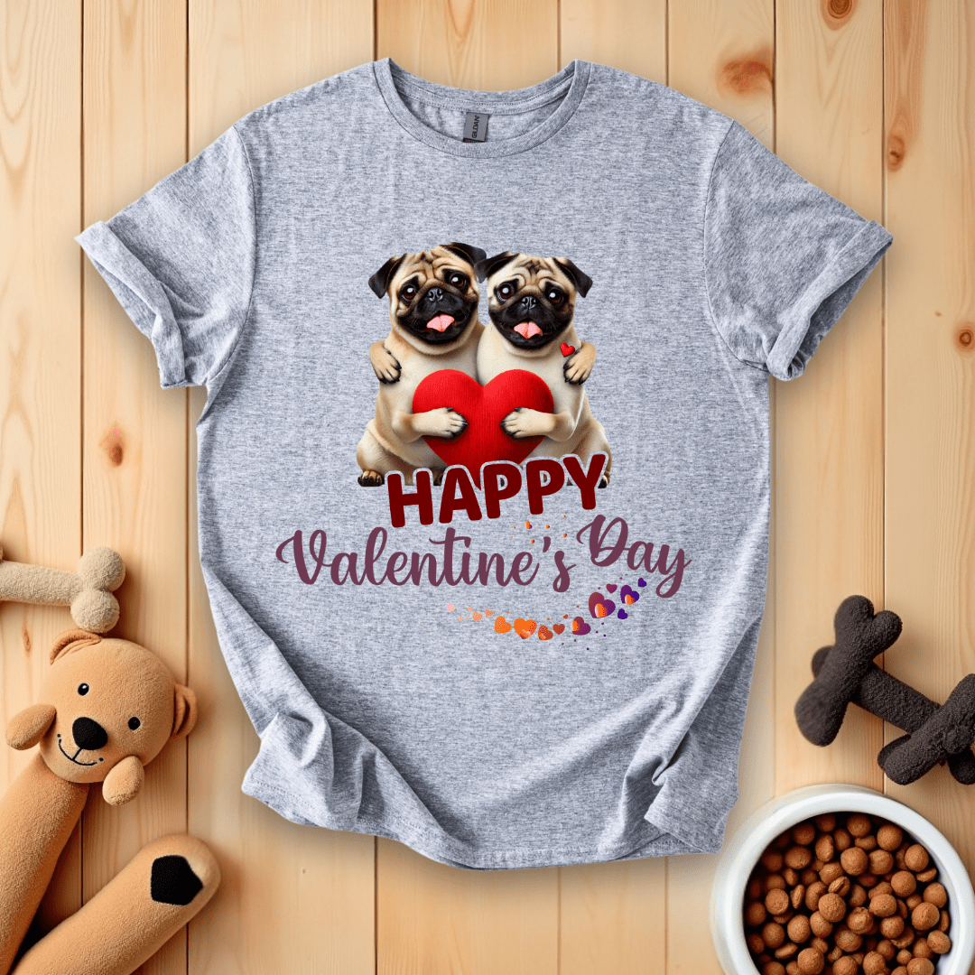 Sport Grey / S Happy Valentine's Day Pugs T-Shirt
