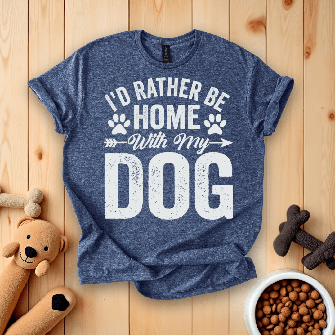 Heather Navy / S I'd Rather Be Home With My Dog T-Shirt