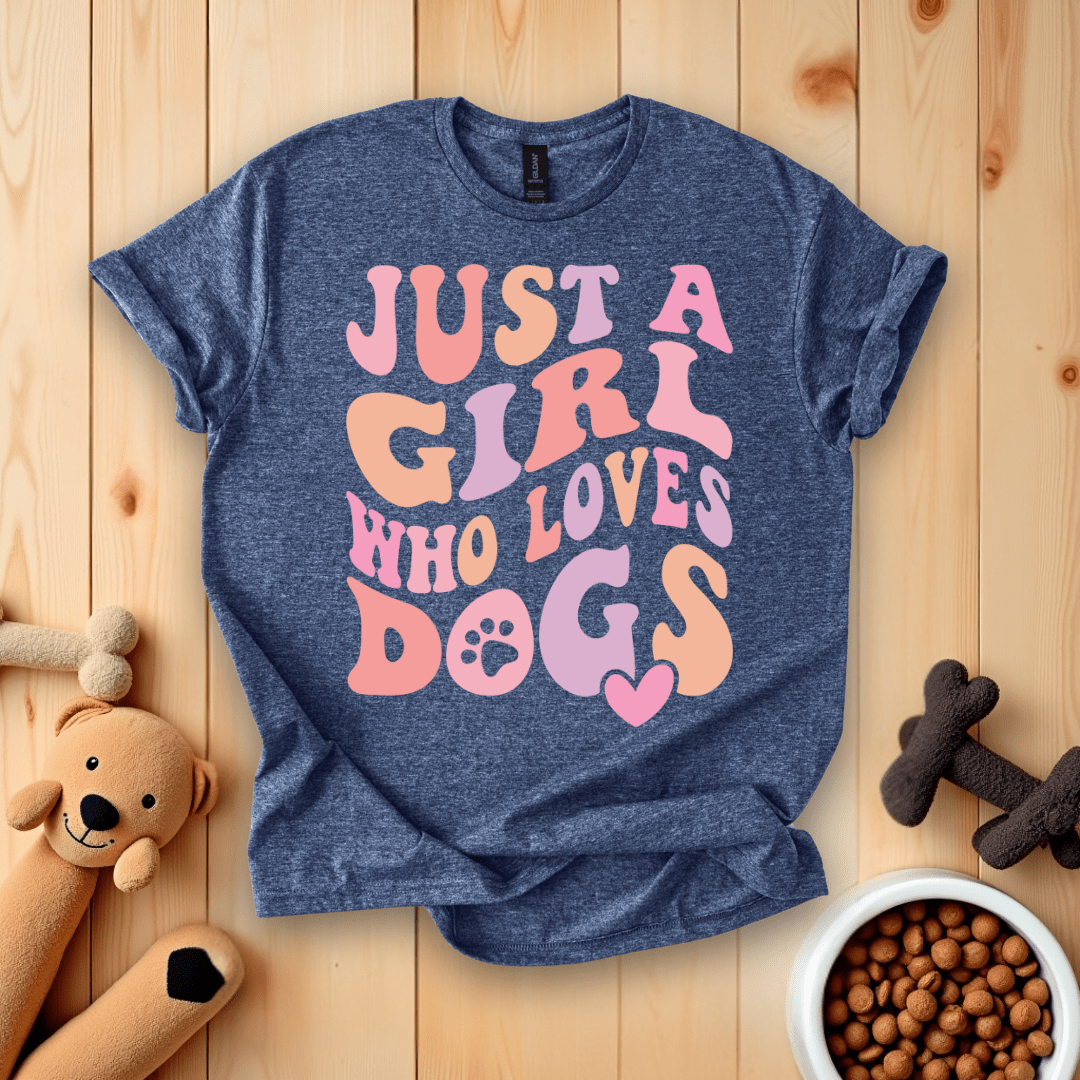 Heather Navy / S Just A Girl Who Loves Dogs Groovy T-Shirt