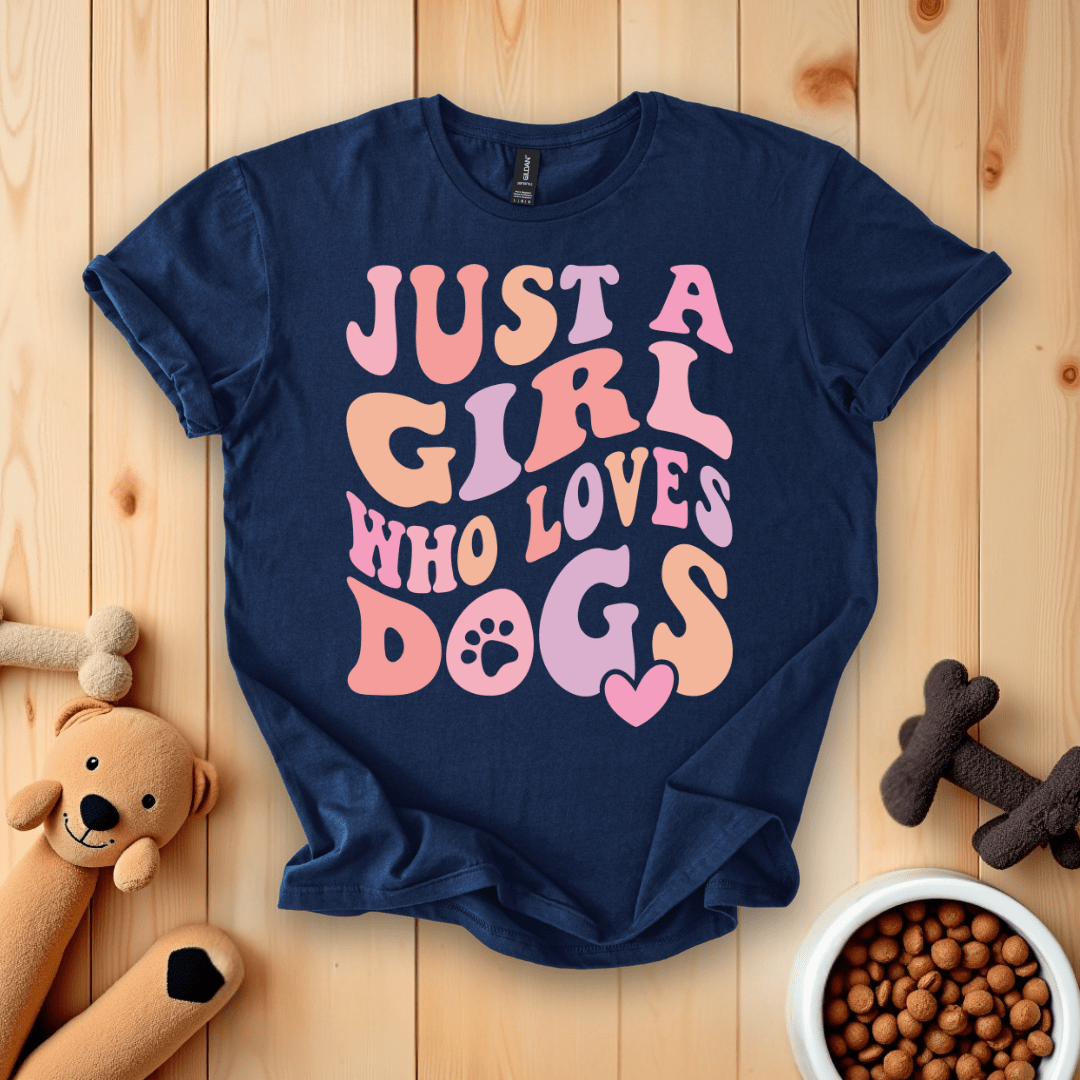 Navy / S Just A Girl Who Loves Dogs Groovy T-Shirt