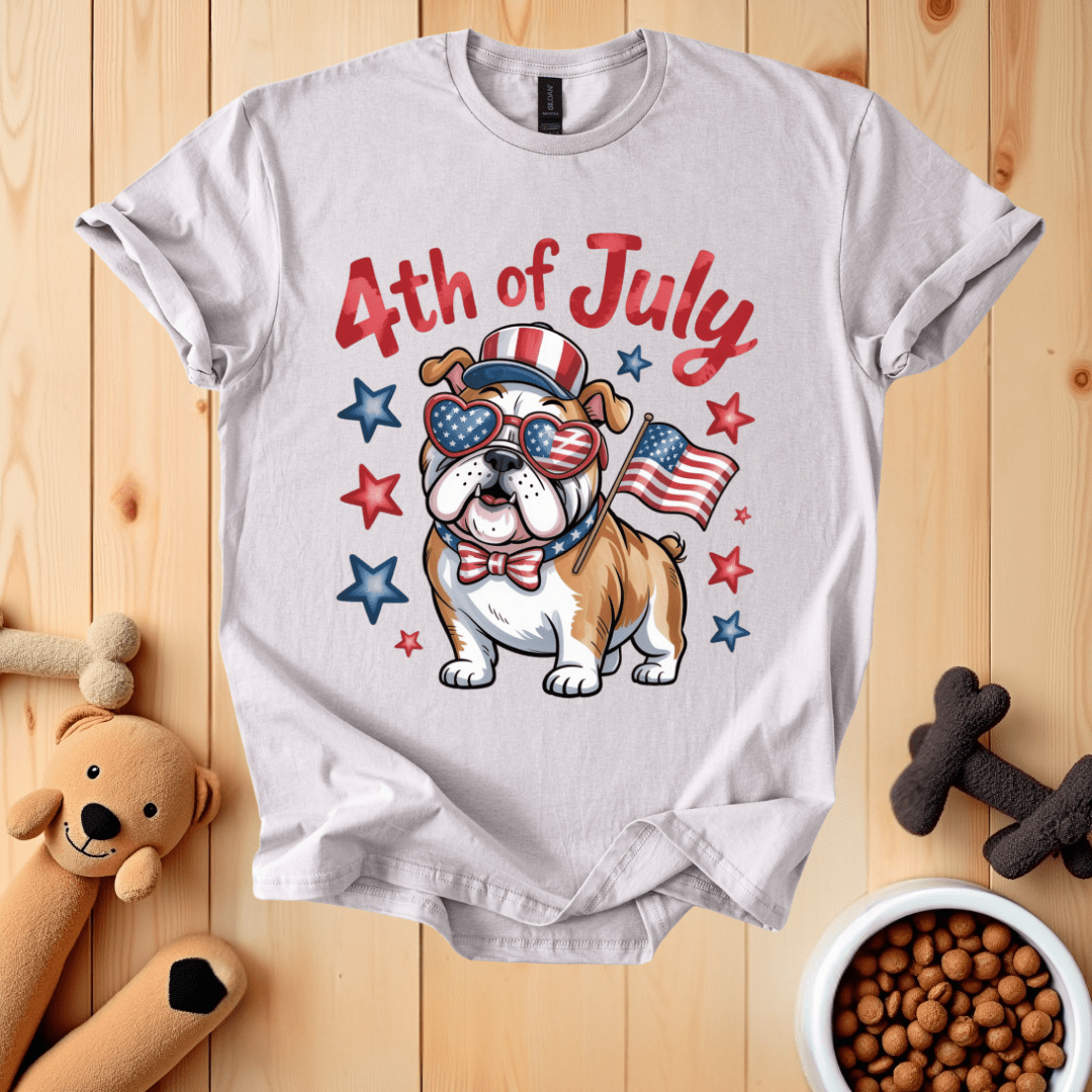 Ice Grey / S Patriotic Bulldog T-Shirt