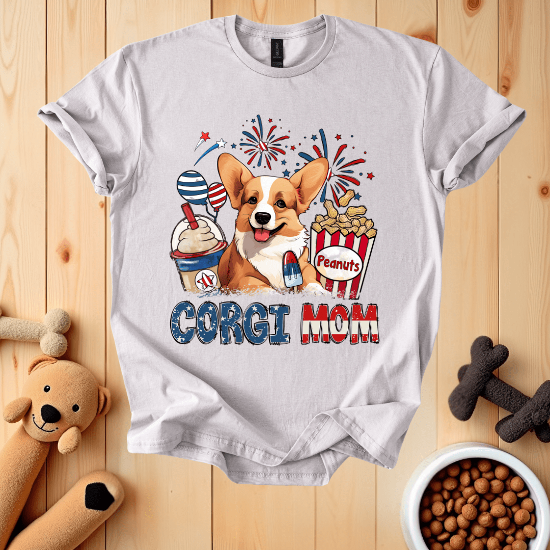 Ice Grey / S Patriotic Corgi Mom T-Shirt