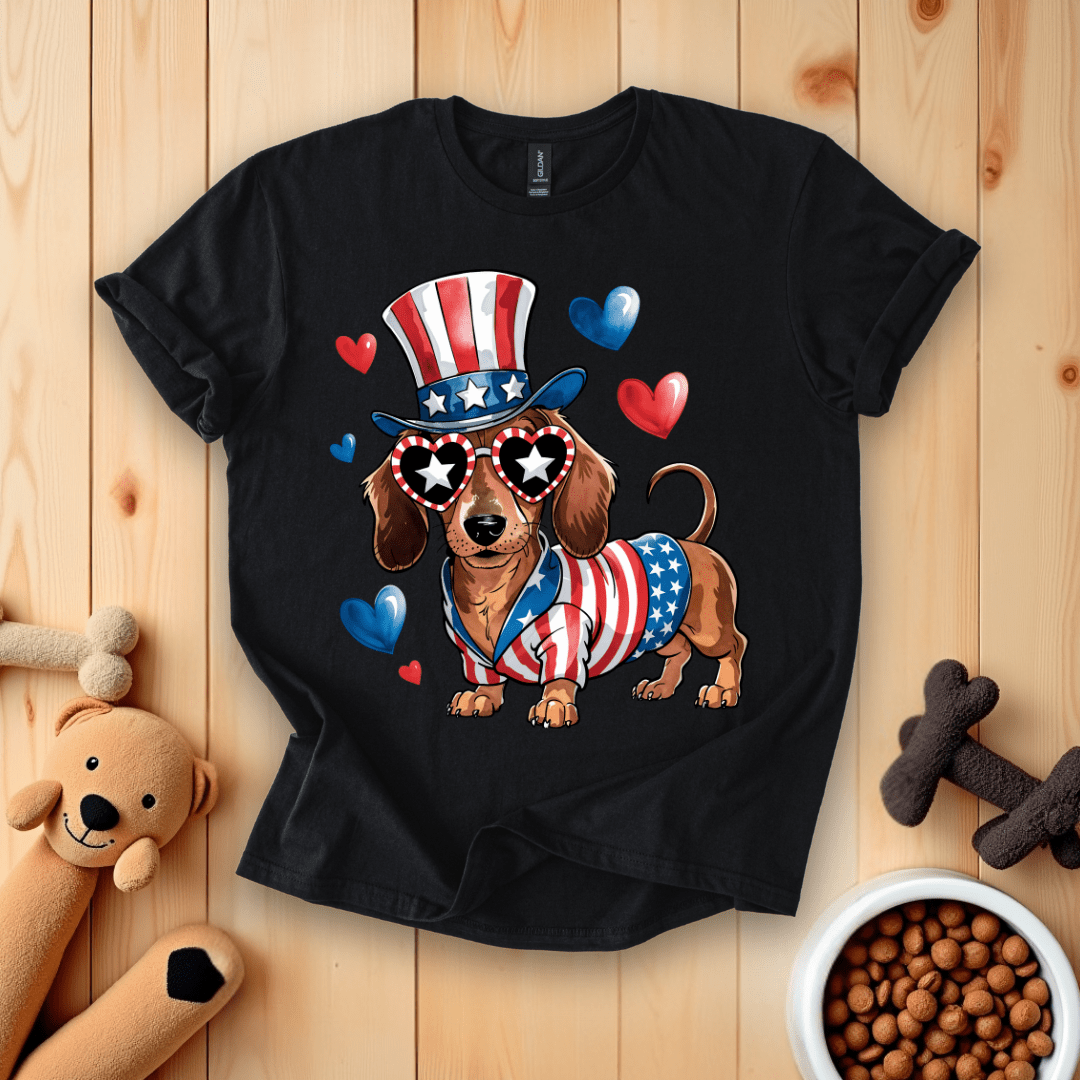 Black / S Patriotic Dachshund T-Shirt