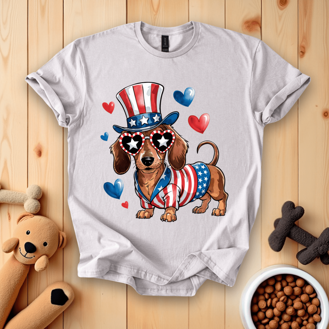 Ice Grey / S Patriotic Dachshund T-Shirt