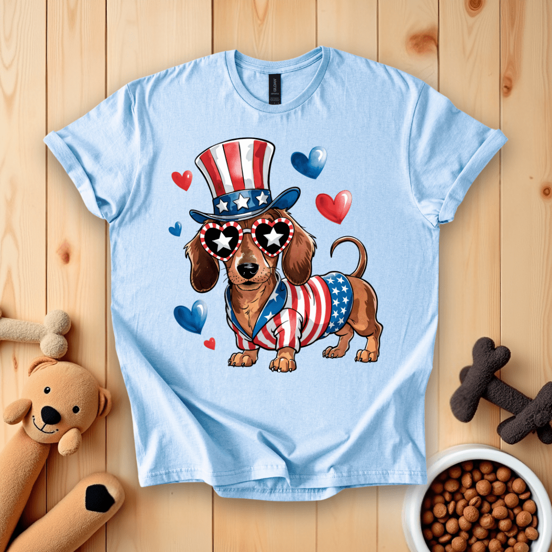 Light Blue / S Patriotic Dachshund T-Shirt