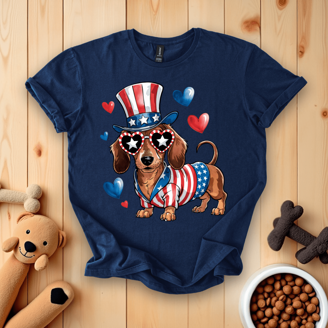 Navy / S Patriotic Dachshund T-Shirt
