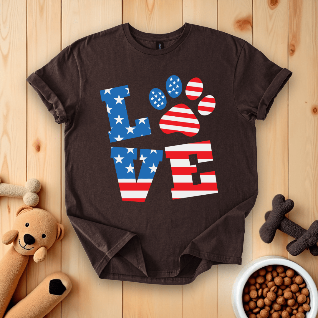 Dark Chocolate / S Patriotic Dog Love T-Shirt