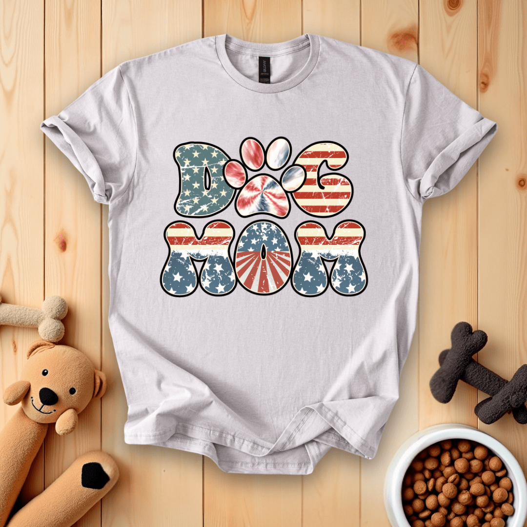 Ice Grey / S Patriotic Dog Mom T-Shirt