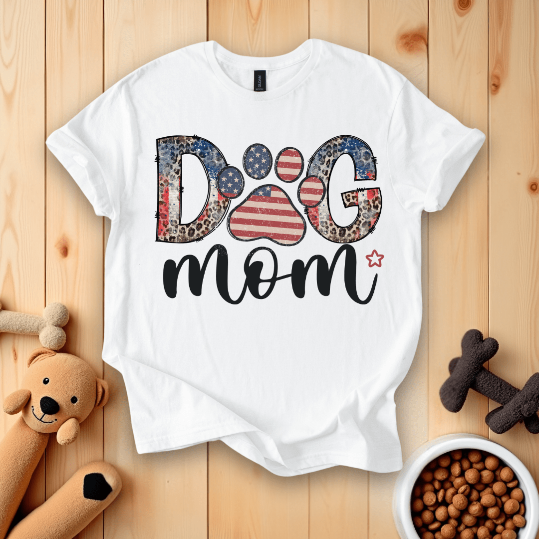 White / S Patriotic Dog Mom T-Shirt