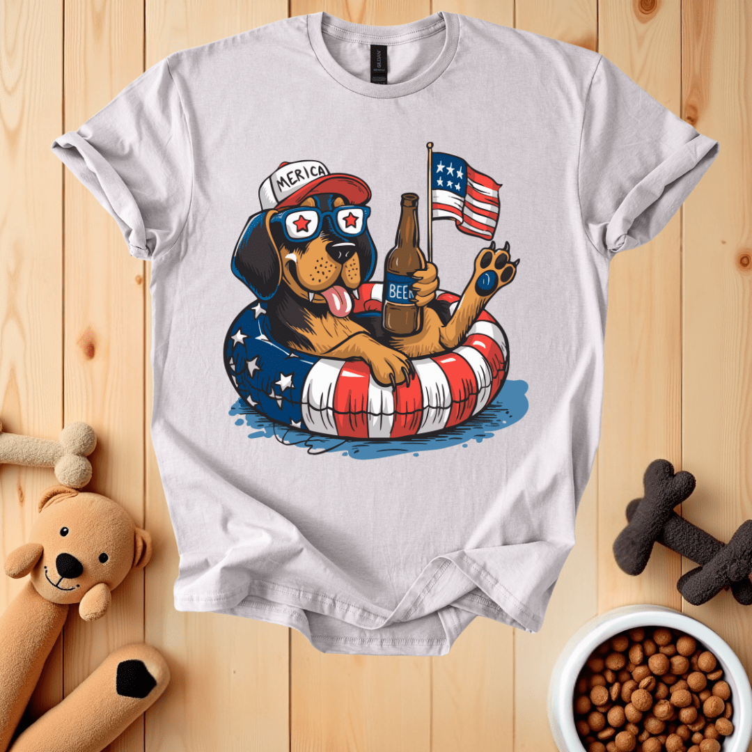 Ice Grey / S Patriotic Dog T-Shirt