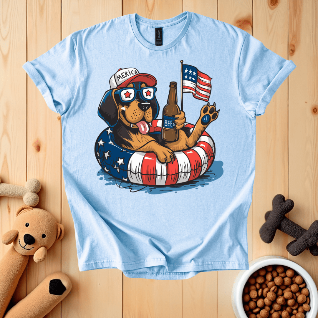 Light Blue / S Patriotic Dog T-Shirt