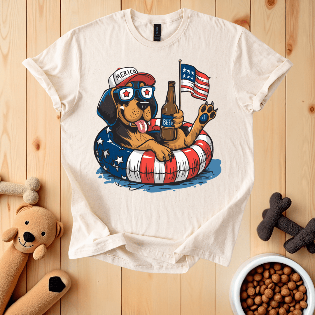 Natural / S Patriotic Dog T-Shirt