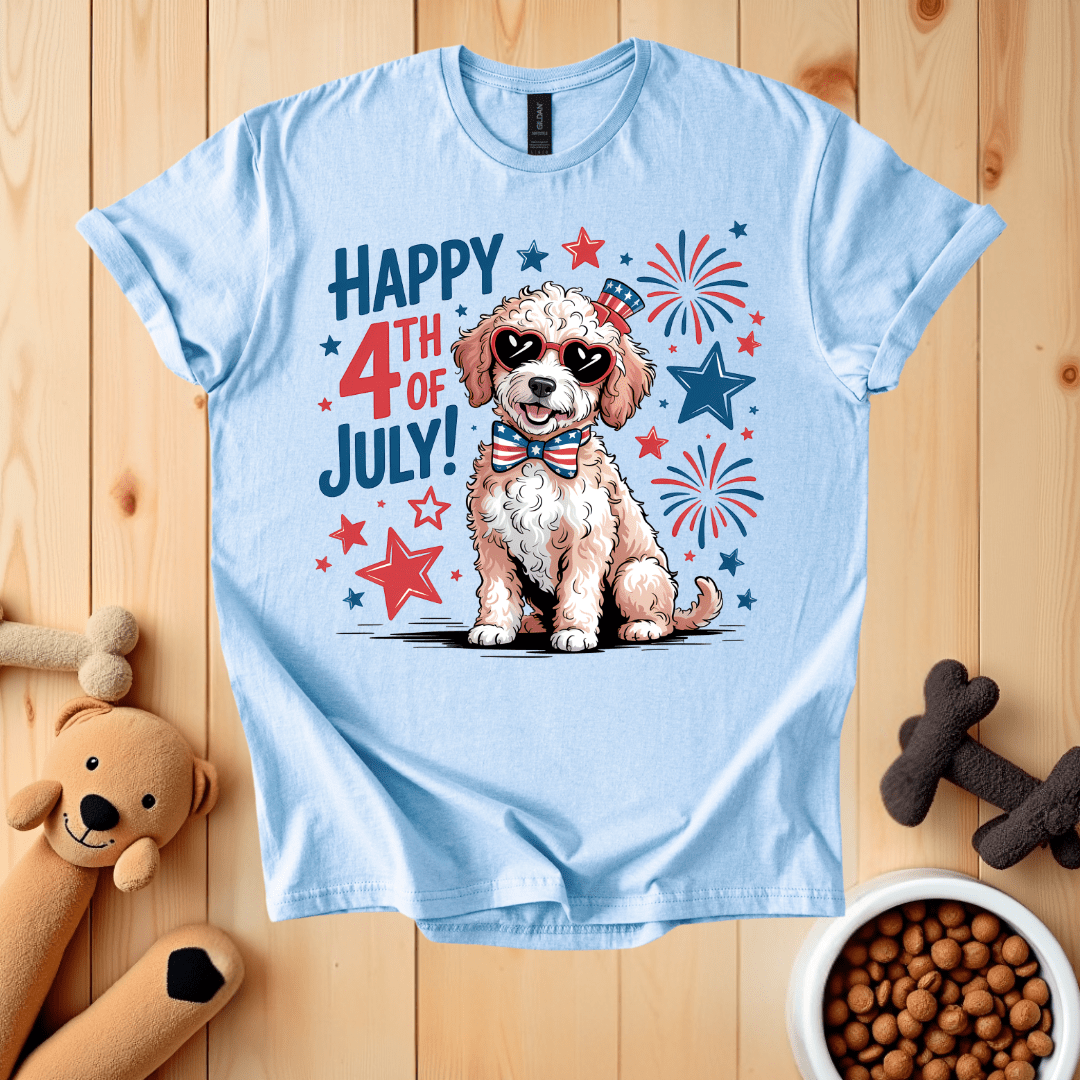 Light Blue / S Patriotic Doodle Dog T-Shirt