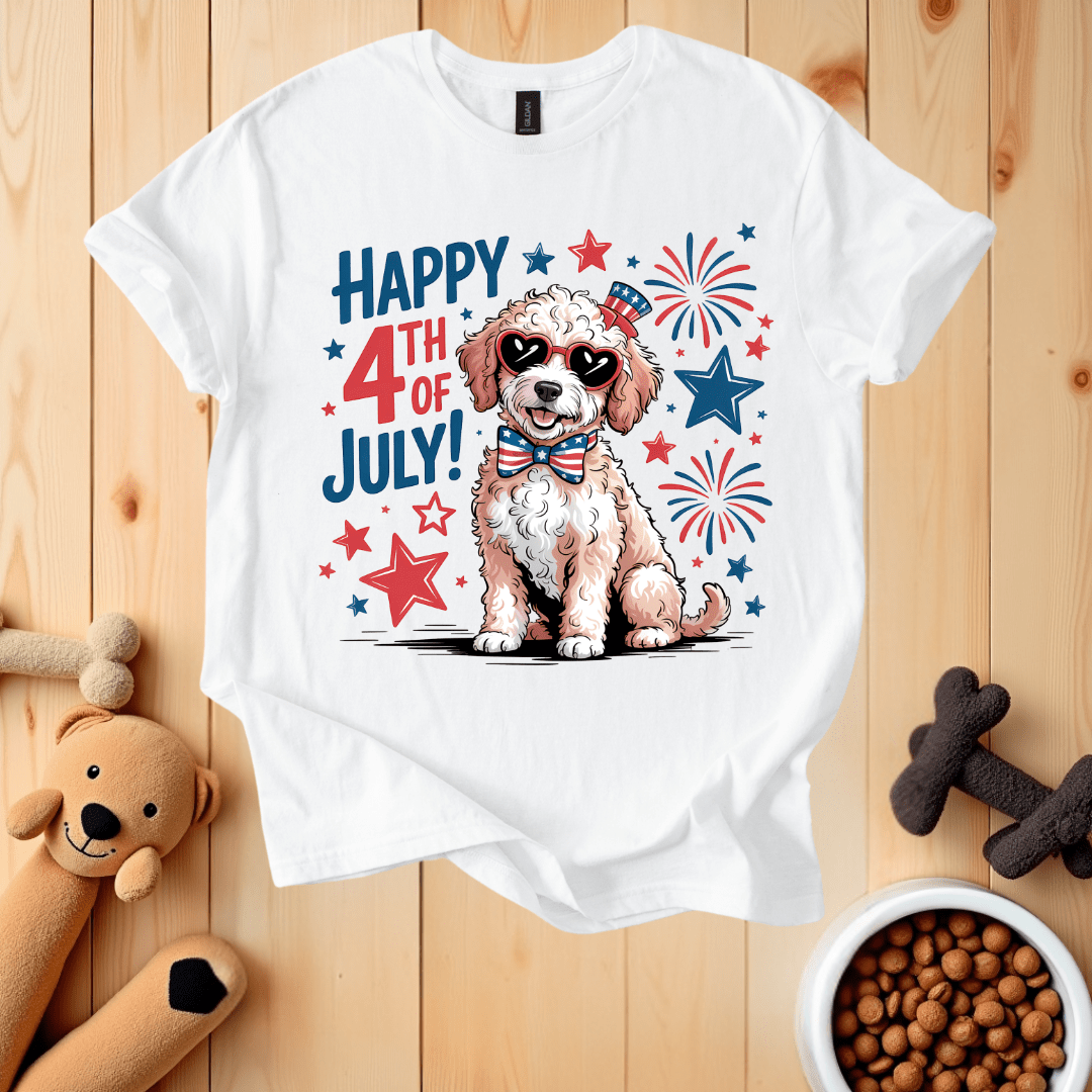 White / S Patriotic Doodle Dog T-Shirt