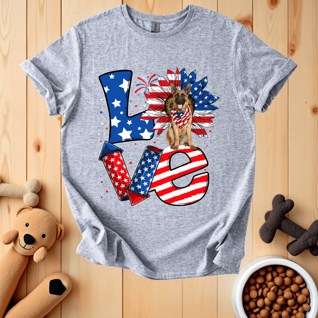 Sport Grey / S Patriotic German Shepherd Love T-Shirt