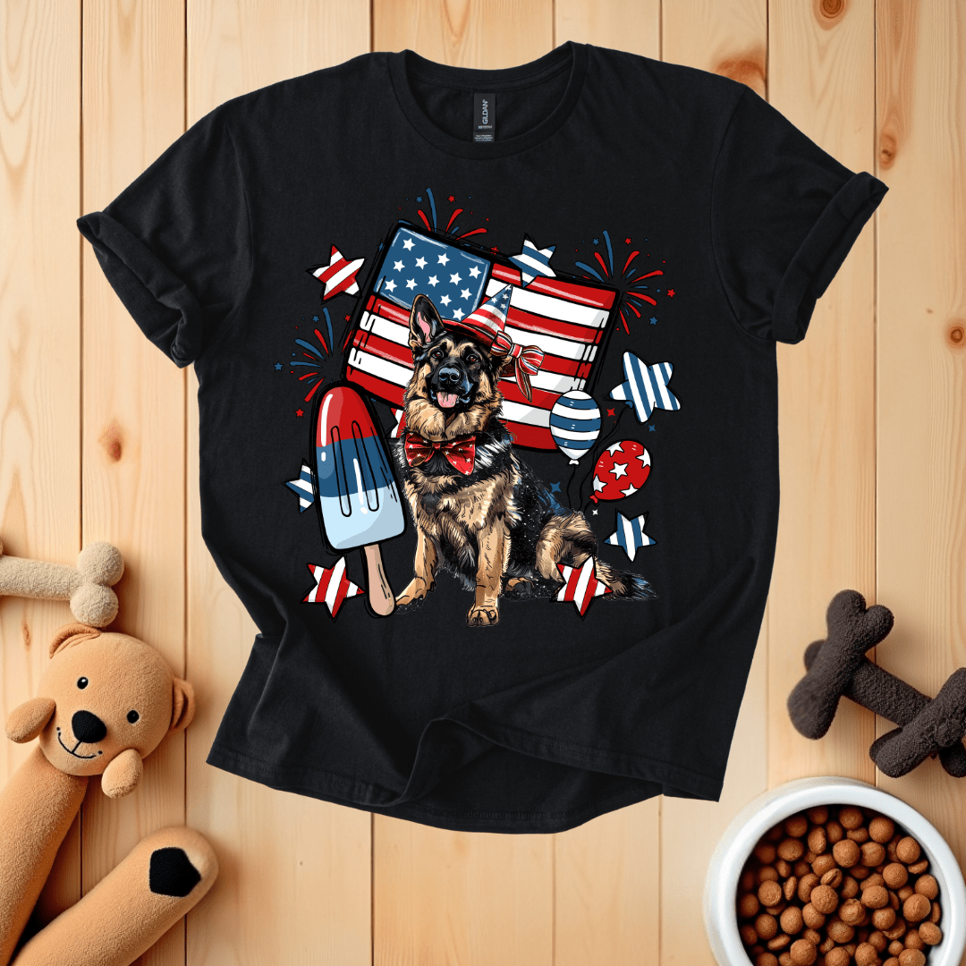 Black / S Patriotic German Shepherd T-Shirt