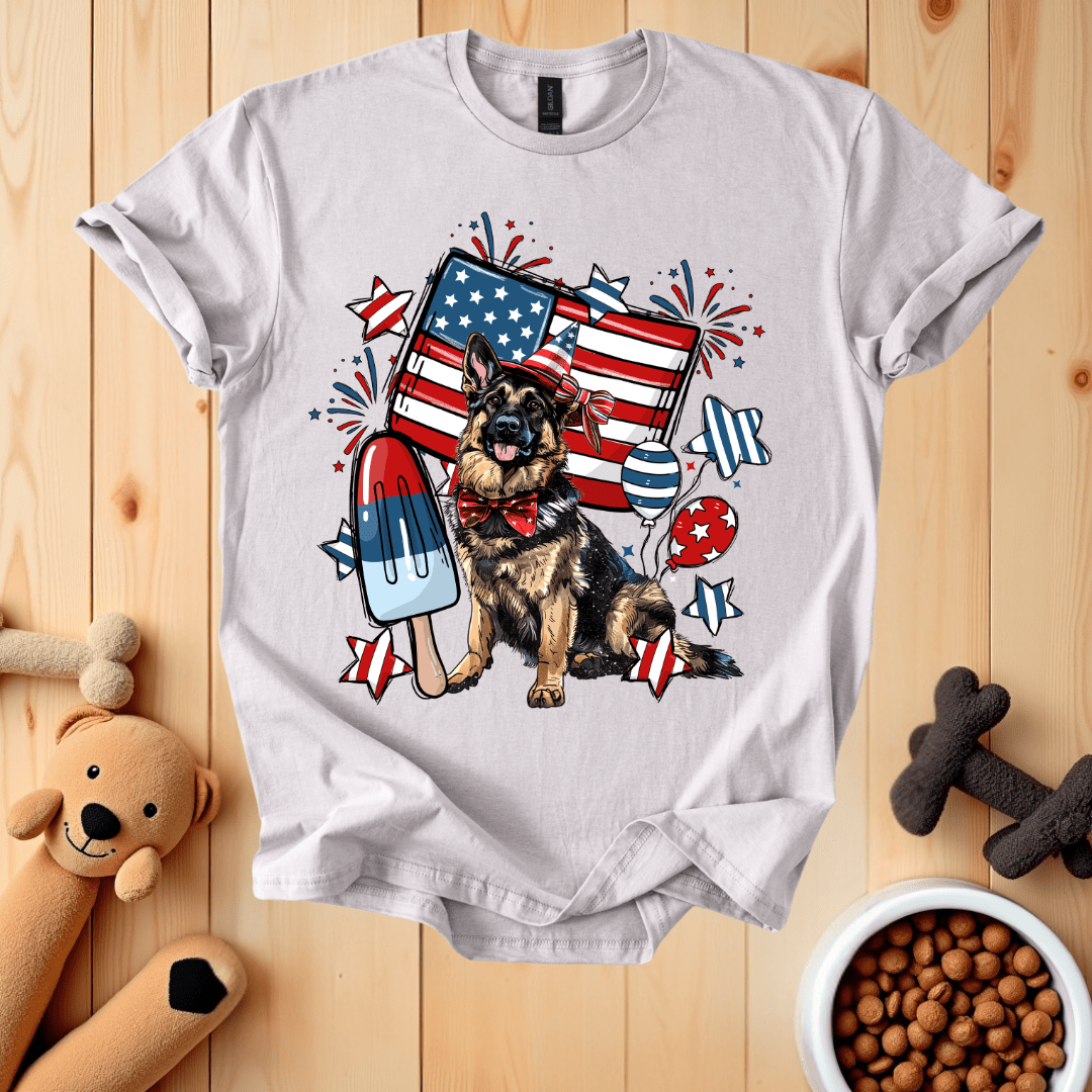 Ice Grey / S Patriotic German Shepherd T-Shirt