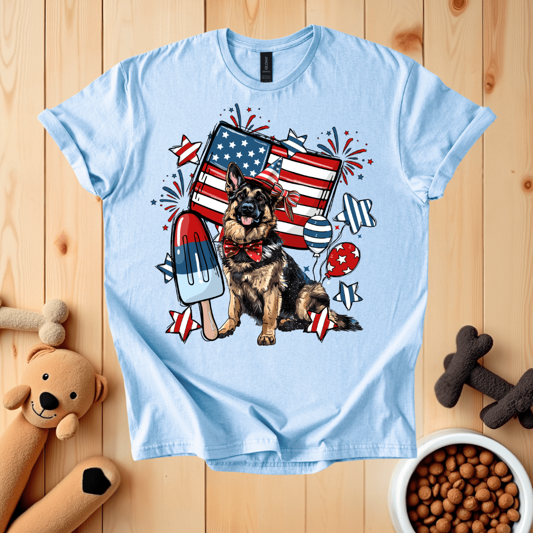 Light Blue / S Patriotic German Shepherd T-Shirt