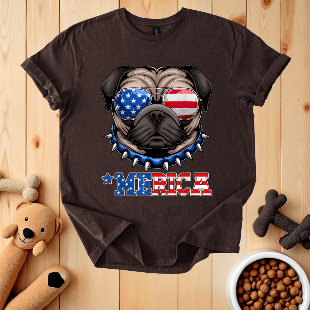 Dark Chocolate / S Patriotic Pug Merica T-Shirt