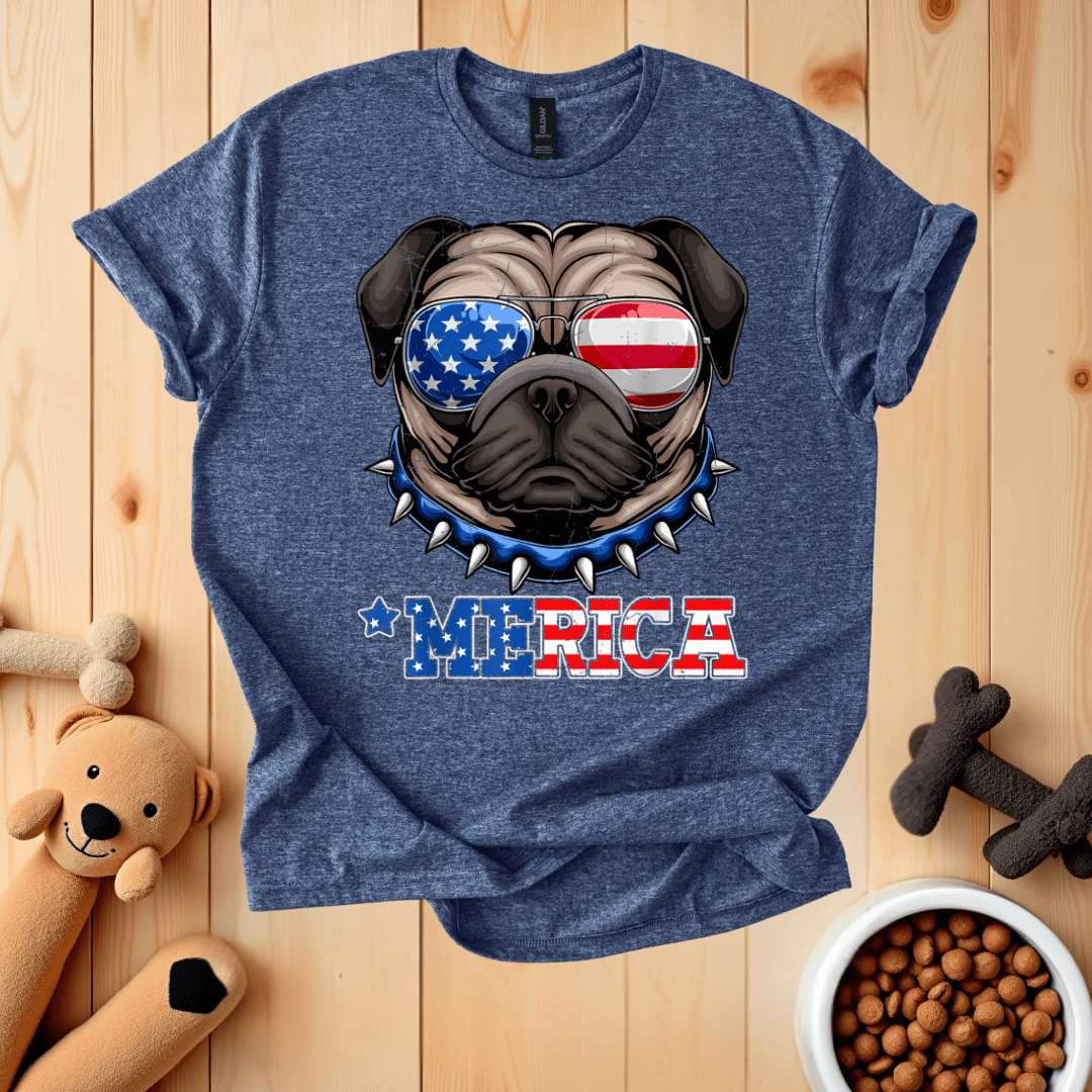 Heather Navy / S Patriotic Pug Merica T-Shirt