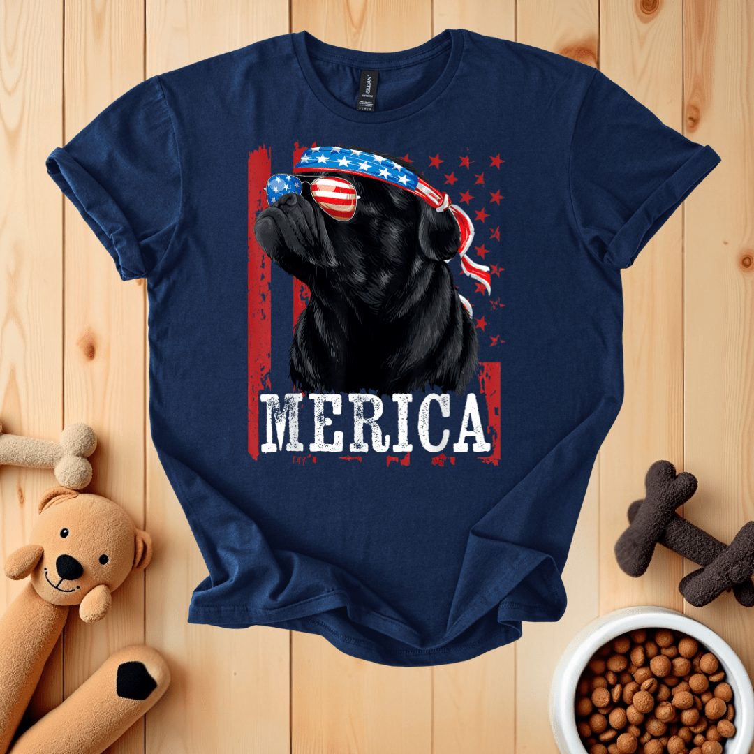 Navy / S Patriotic Pug Merica T-Shirt
