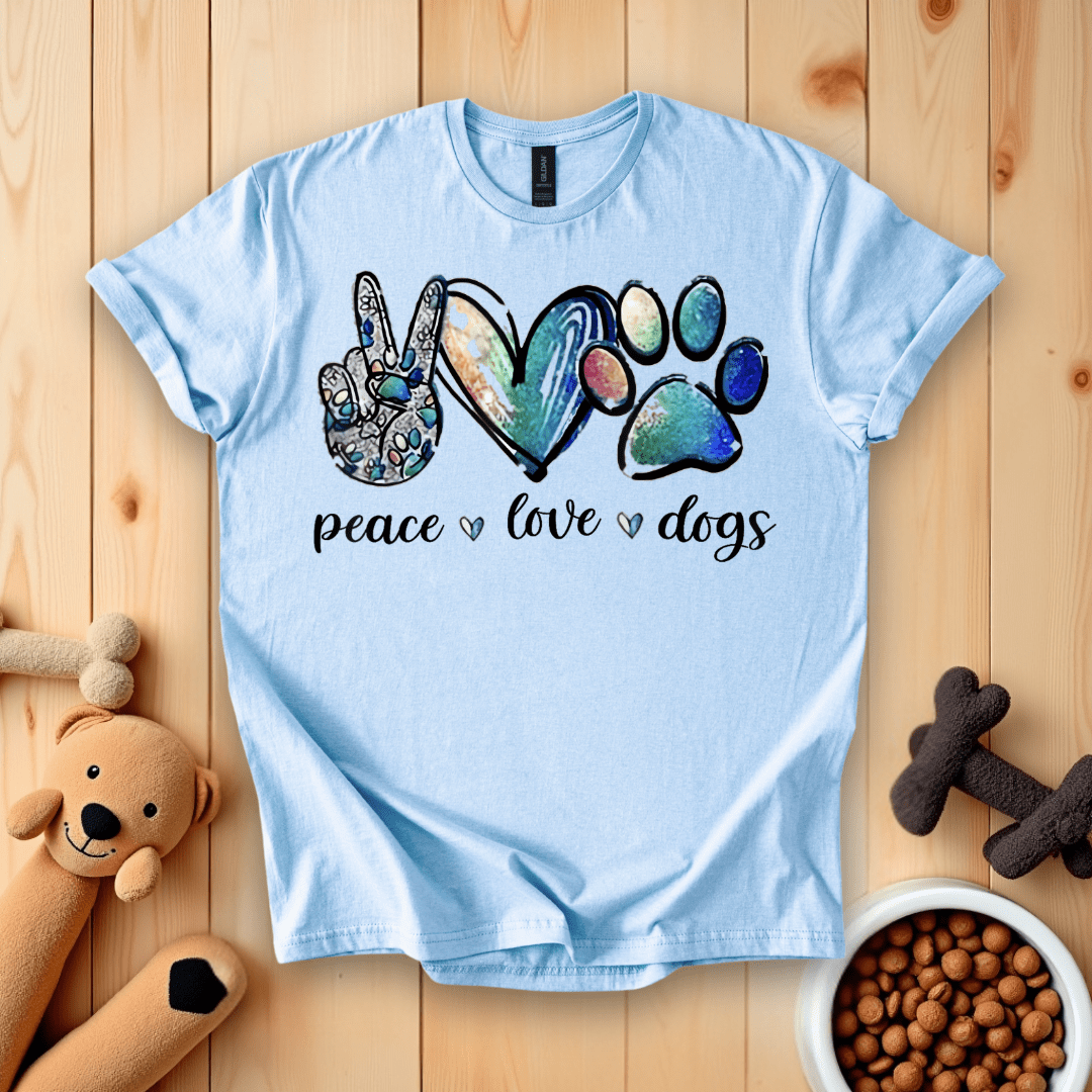 Light Blue / S Peace Love Dogs T-Shirt
