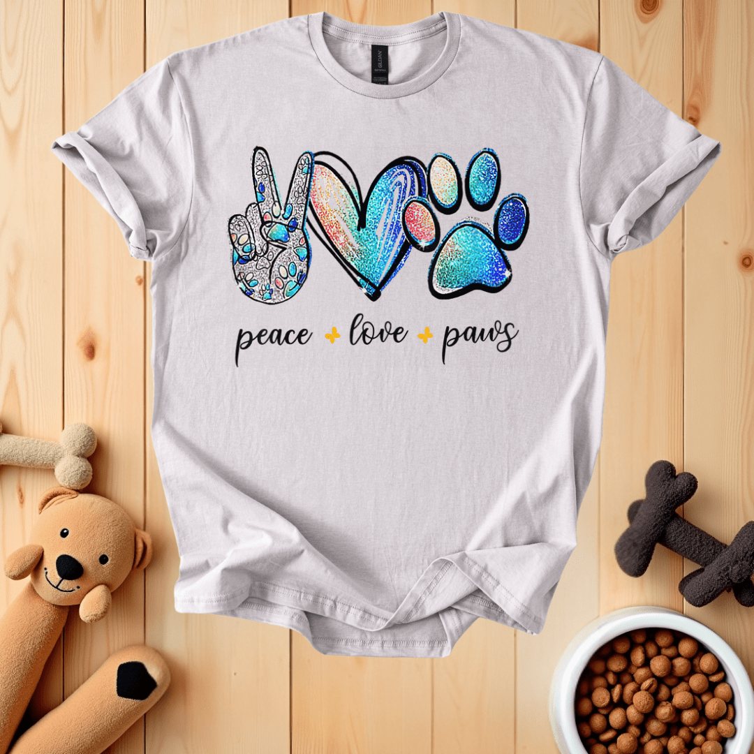 Ice Grey / S Peace Love Paws T-Shirt