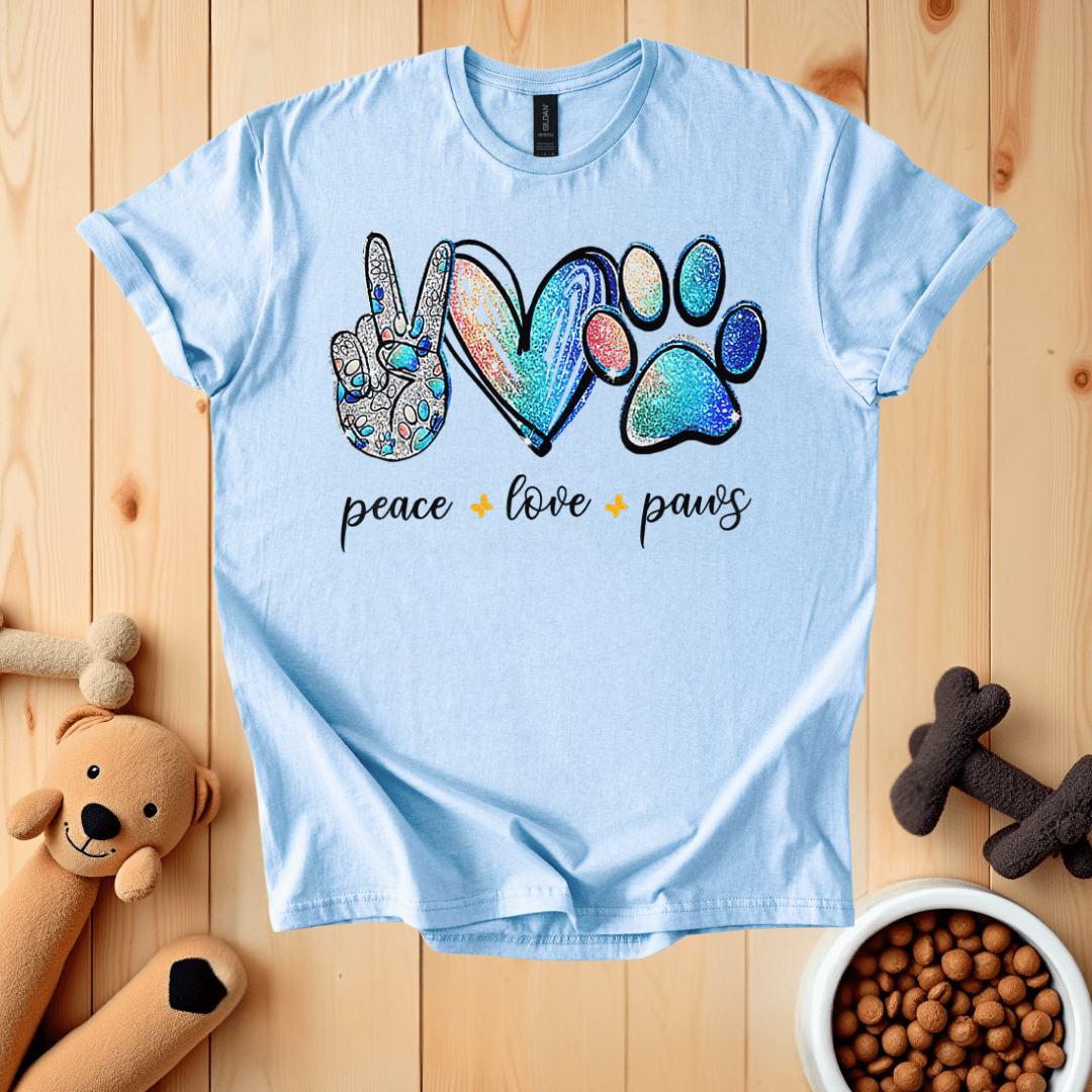 Light Blue / S Peace Love Paws T-Shirt