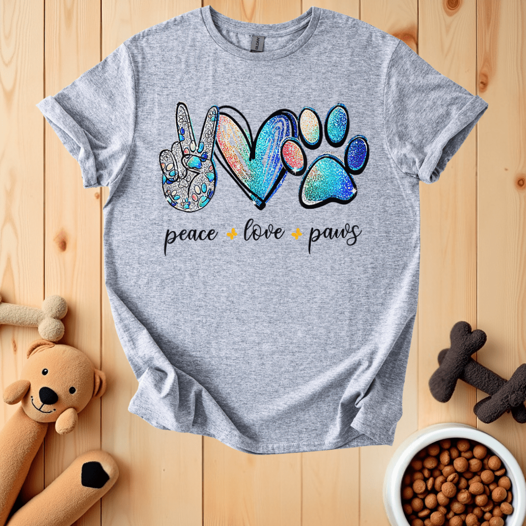 Sport Grey / S Peace Love Paws T-Shirt