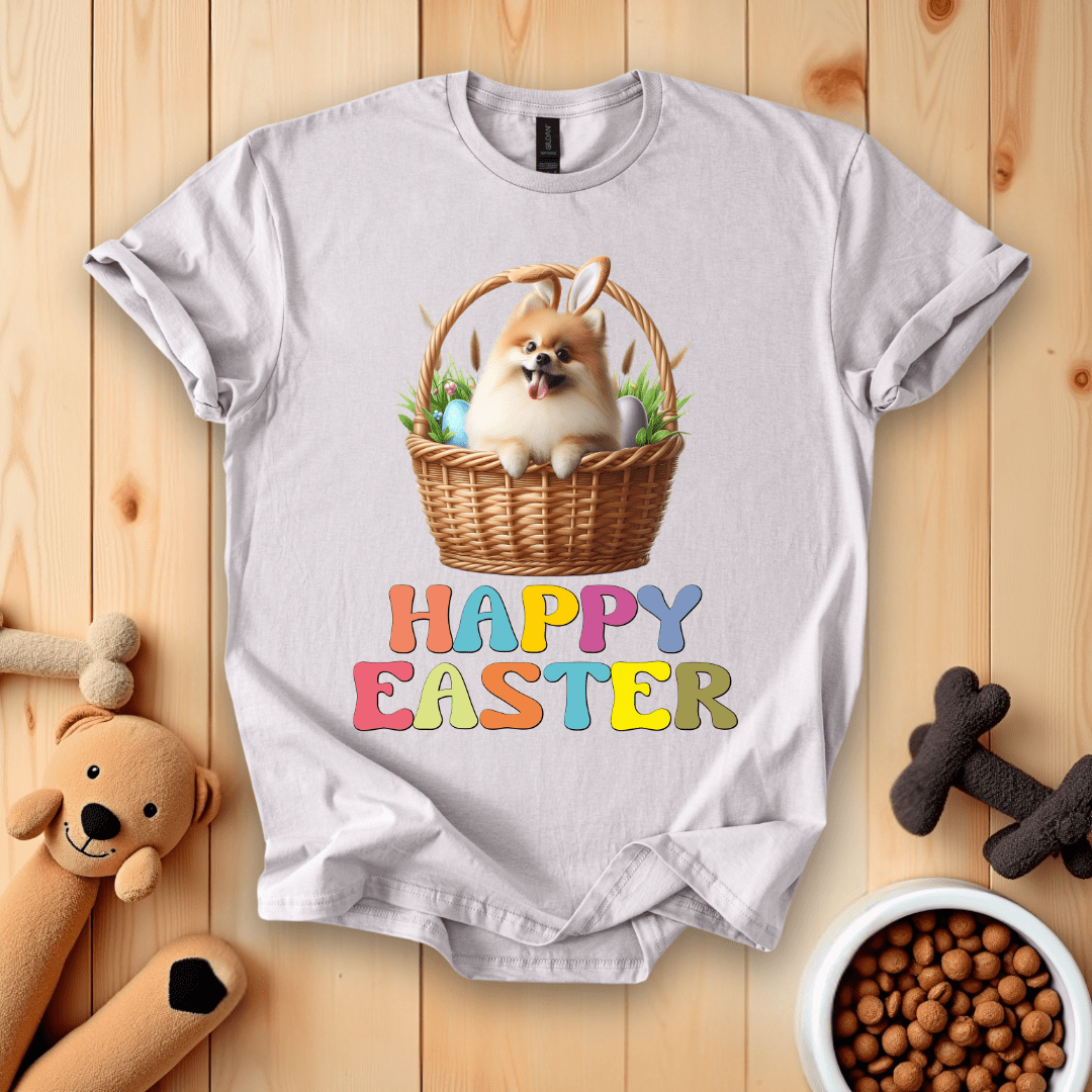 Ice Grey / S Pomeranian Dog - Happy Easter T-Shirt