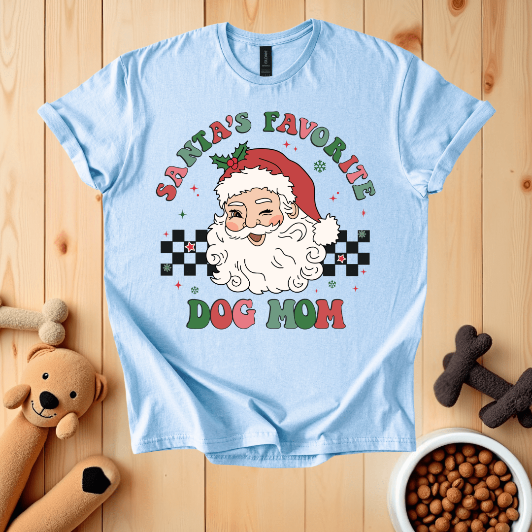 Light Blue / S Santa's Favorite Dog Mom T-Shirt
