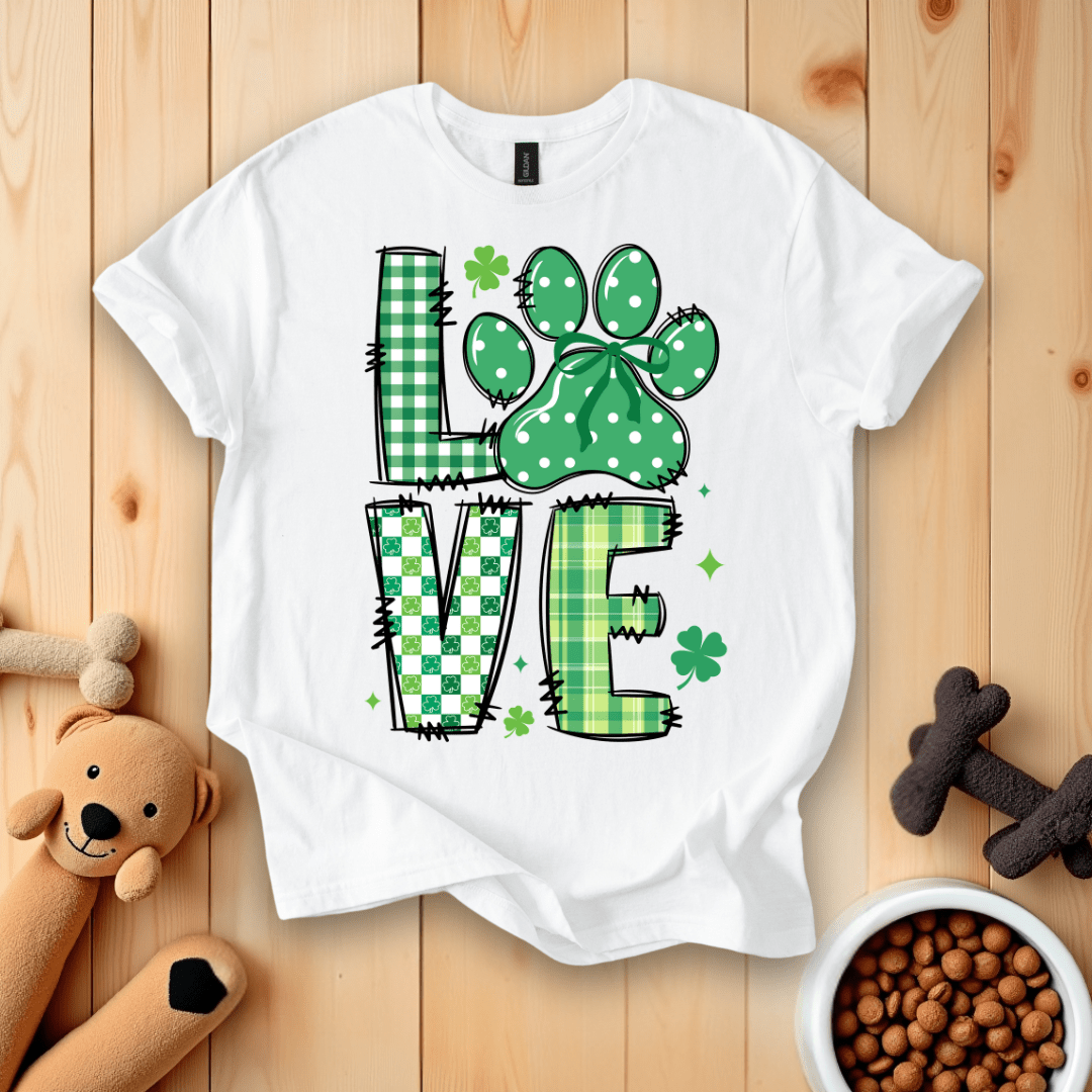White / S St. Patricks Day Dog Love T-Shirt