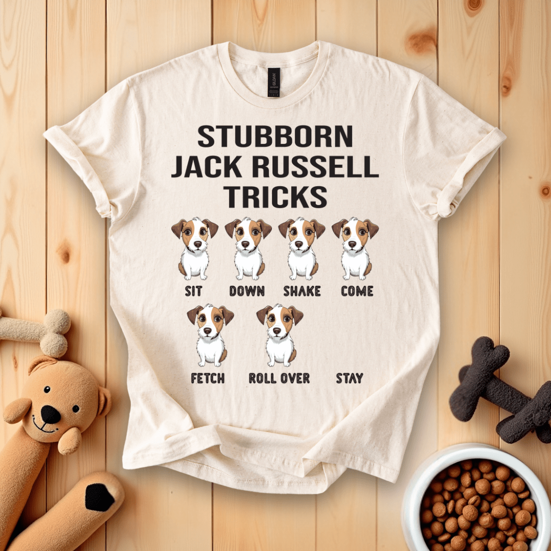 Sand / S Stubborn Jack Russell Tricks T-Shirt