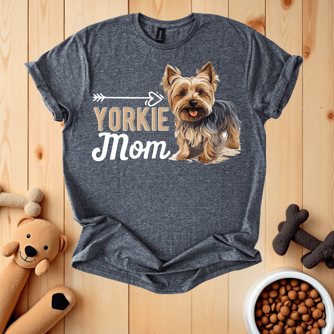 Dark Heather / S Yorkie Mom T-Shirt